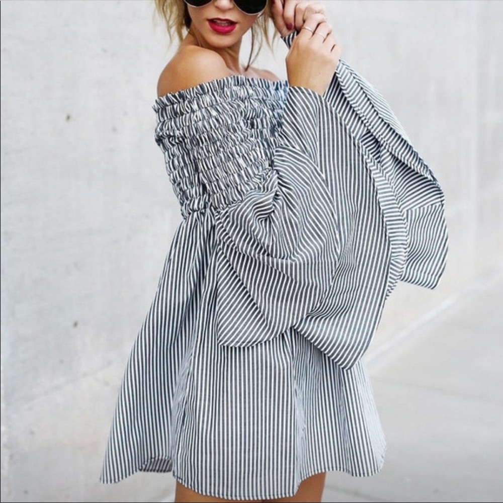 Intermix Festival Striped Off Shoulder Dress - Picture 2 of 8